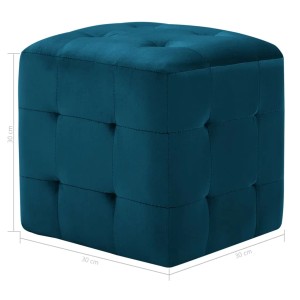 Blauer vidaXL Pouf (2 Stk.) aus Samtstoff, quadratischer Hocker 30x30x30 cm.