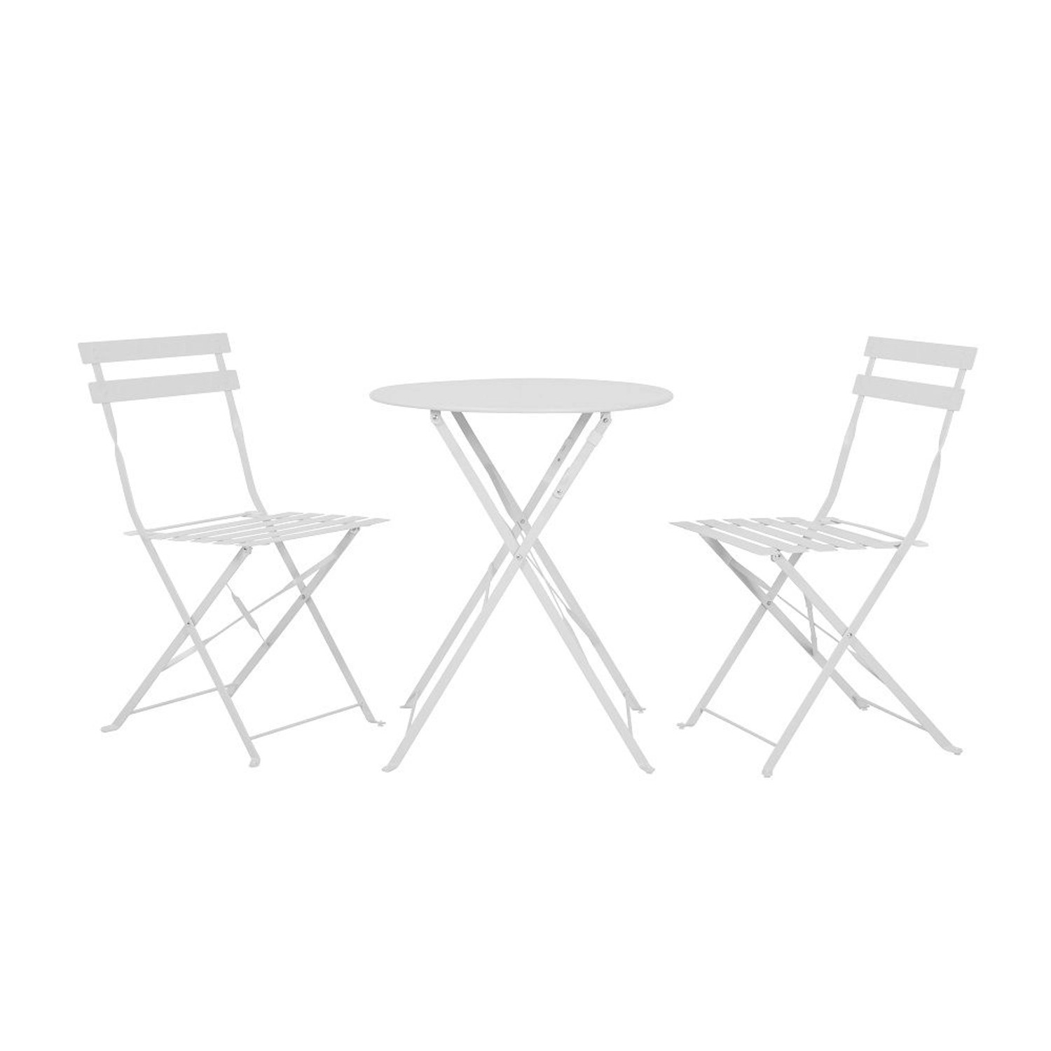 Jet-Line Gartenmöbel Set Bistro Metall in Weiß Tisch mit 2 Klappstühlen günstig online kaufen