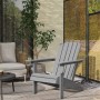 Grauer Outsunny Gartenstuhl aus HDPE mit Getränkehalter, ideal für Terrasse & Garten.