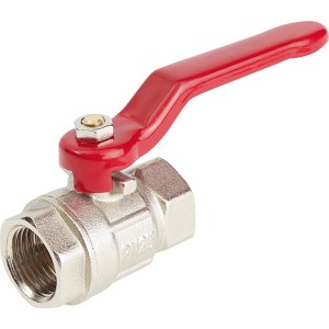 Kugelhahn 30,3 mm (Rp 1) IG, matt verchromt mit rotem Hebel für Anschlüsse & Kupplungen.