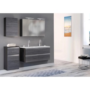 Held Möbel Hängeschrank Neapel, 40 cm, Eiche Rauchsilber-Graphitgrau, Teil eines Badmöbel-Sets.