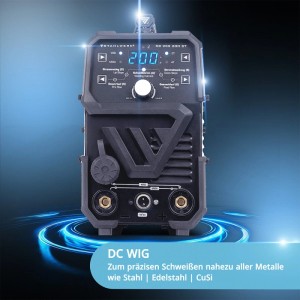STAHLWERK DC WIG 200 ST Kombi-Schweißgerät, 200A, schwarz-grau, mit digitaler Anzeige für WIG/MMA Schweißen.