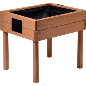 Bernsteinfarbenes Dobar Minihochbeet aus Holz mit Tafel, 50x40x45 cm, ideal für kleine Gärten.