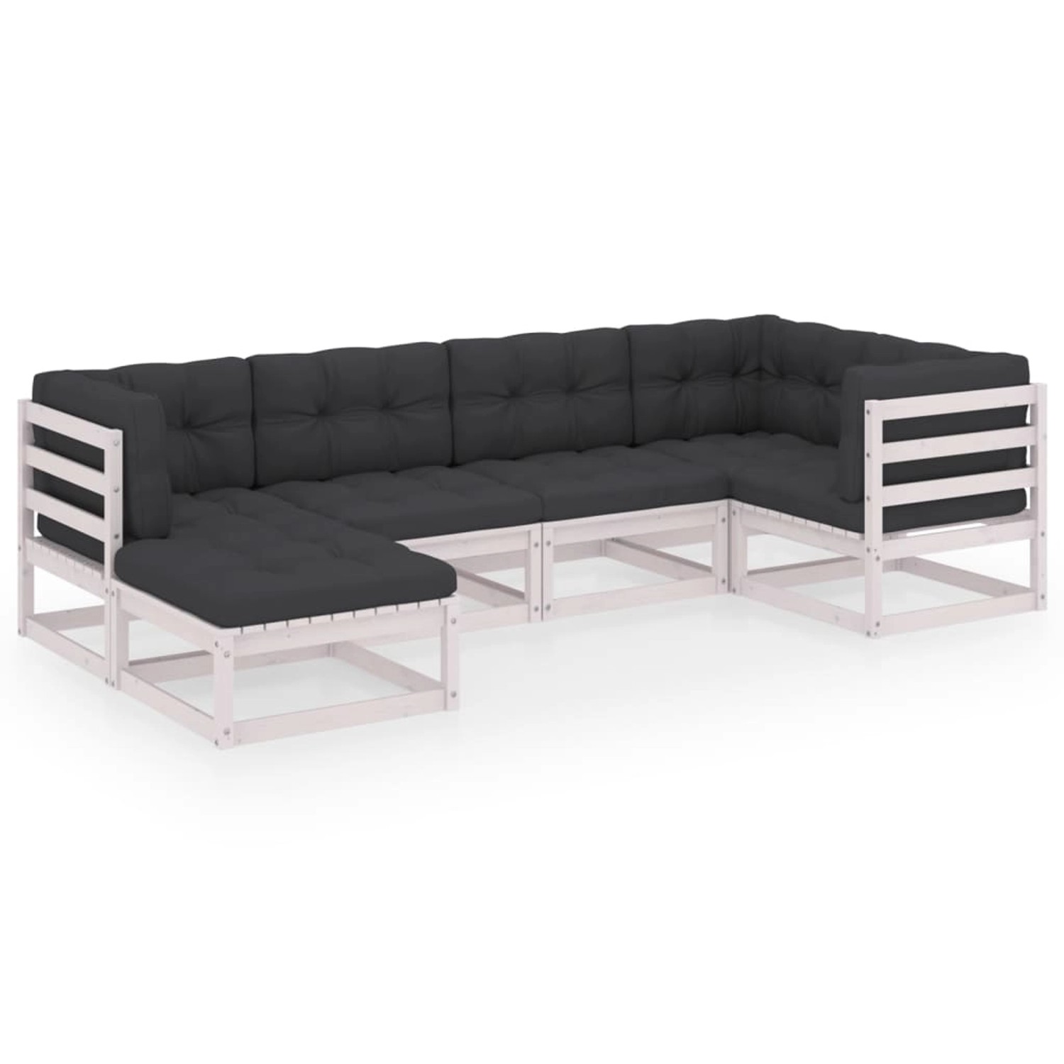 vidaXL 6-Tlg Garten-Lounge-Set mit Kissen Massivholz Kiefer 3076735