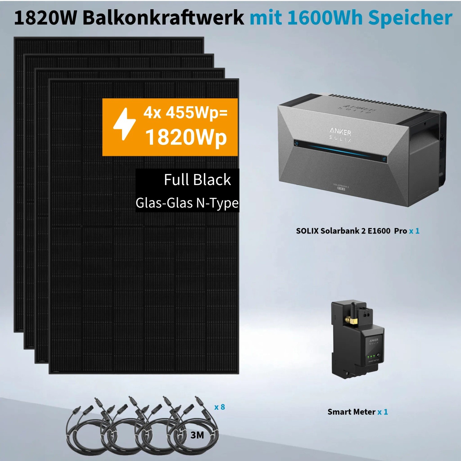 Anker SOLIX Balkonkraftwerk 1.820 W mit Solarbank 2 E1600 Pro All In One Komplettset Mit Smart Meter_2