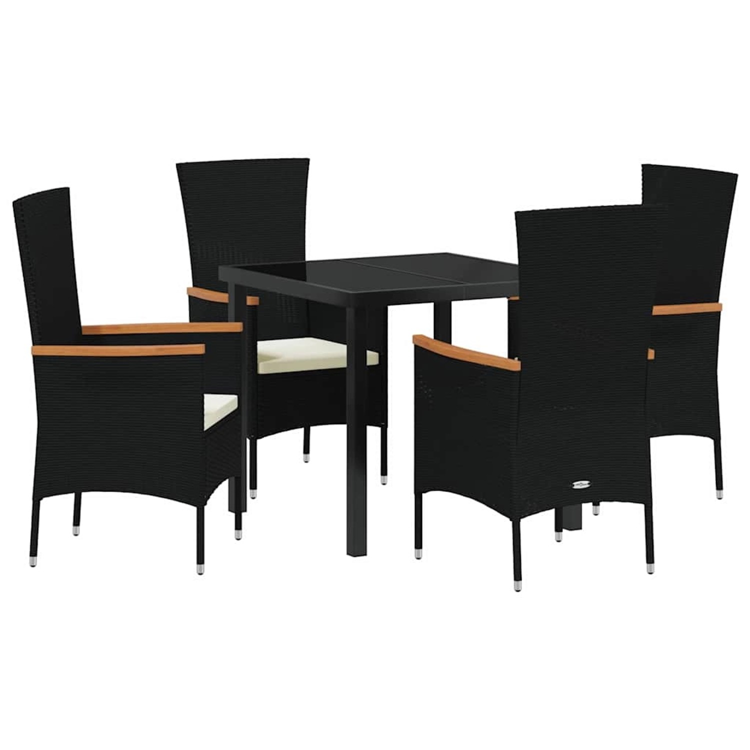 vidaXL Garten Essgruppe mit Kissen 5-Tlg Schwarz Poly Rattan 3379423 günstig online kaufen