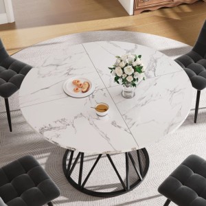 Merax Esstisch Set Rund 100cm Mit 4 Samtstühlen Grau