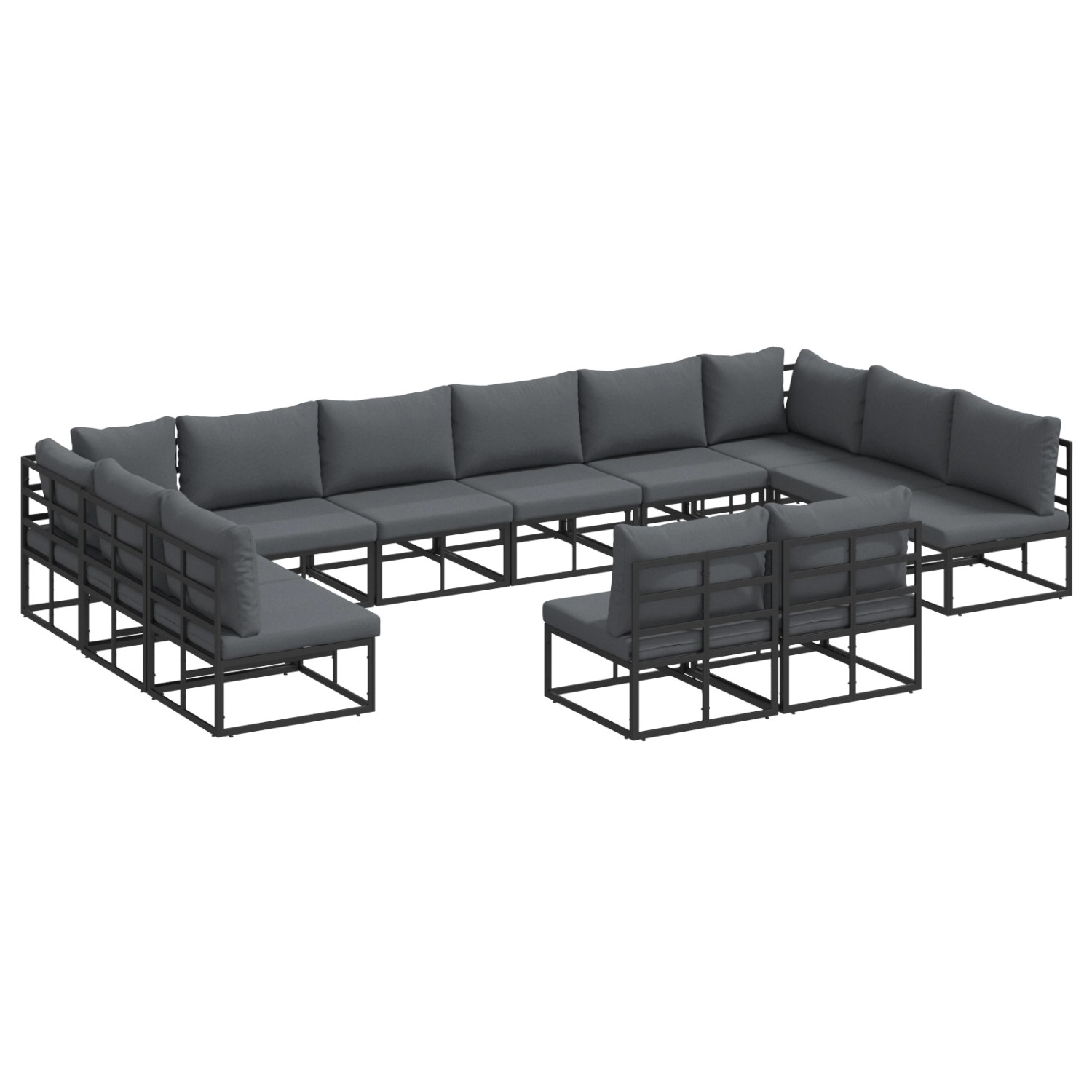 vidaXL Garten-Sofa-Set mit Kissen 12-Tlg Schwarz Aluminium 3378918 günstig online kaufen