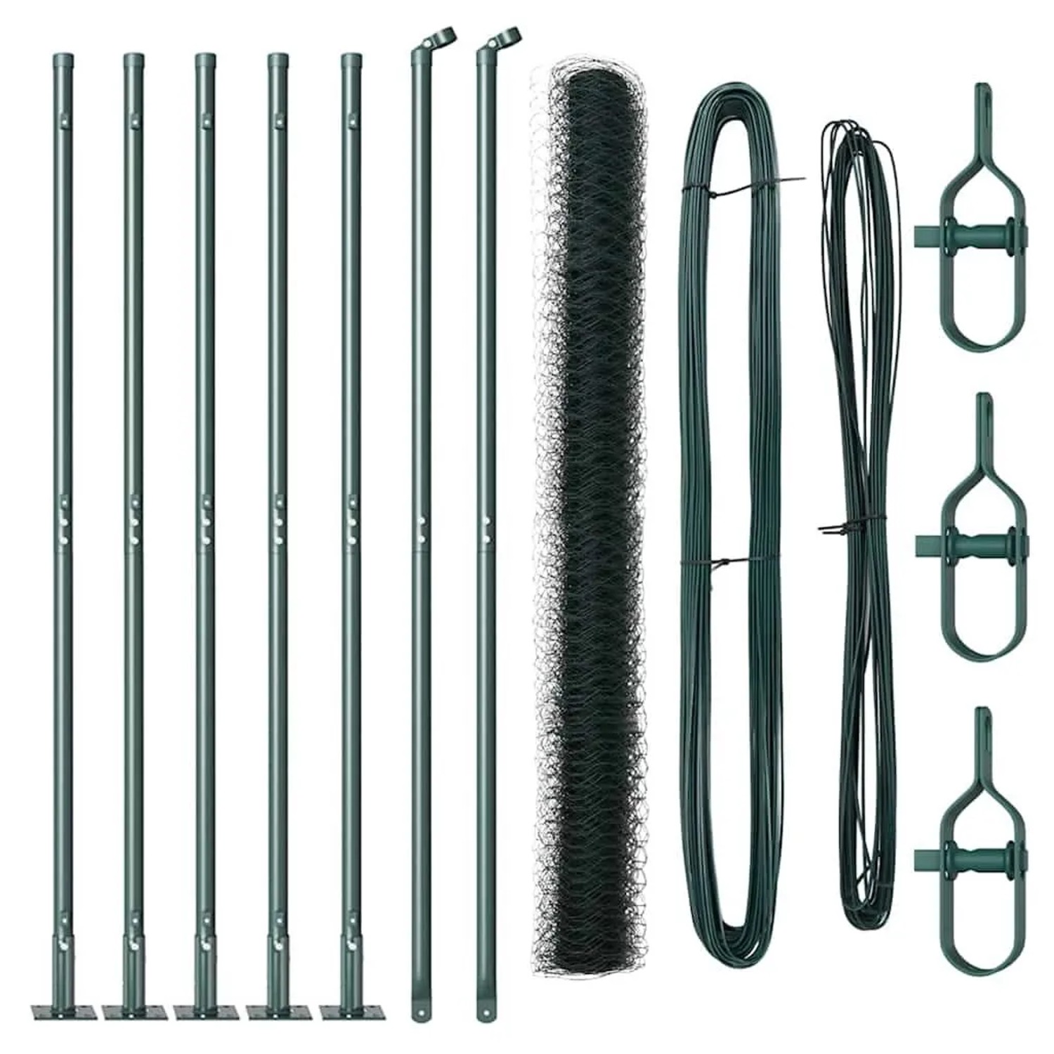 vidaXL Zaunpfosten Grün 10 x 1,4 m 50 mm Maschen Stahl und PVC 3353491 günstig online kaufen