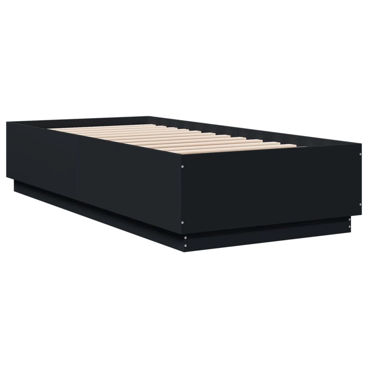 vidaXL Bettgestell mit LED Schwarz 90x200 cm Holzwerkstoff 3209633 günstig online kaufen