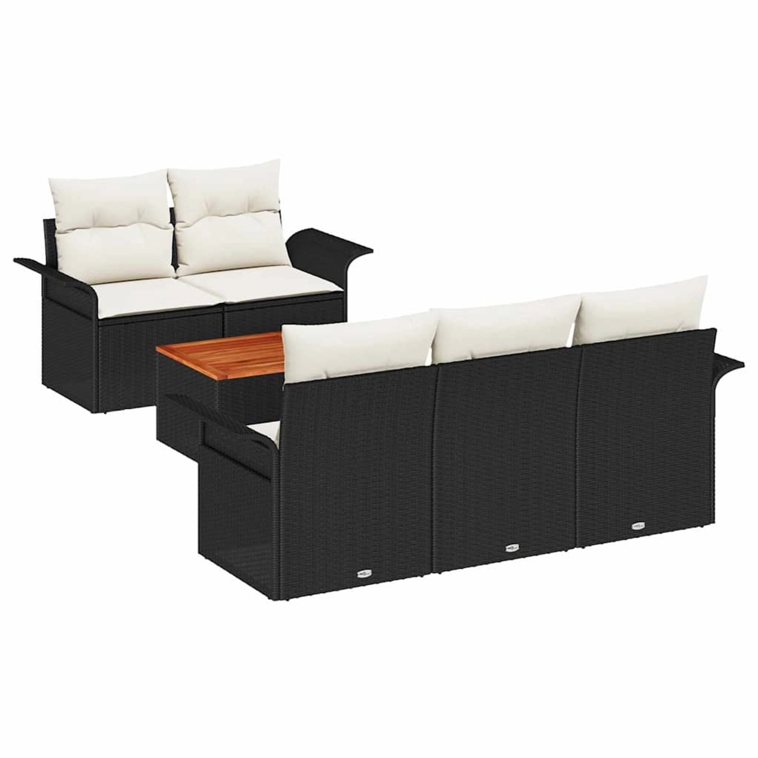 vidaXL Garten-Sofa-Set 6-Tlg Schwarz Poly Rattan 3347264 günstig online kaufen
