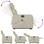 Elektrischer Massagesessel mit Aufstehhilfe in Creme Kunstleder, verschiedene Positionen.