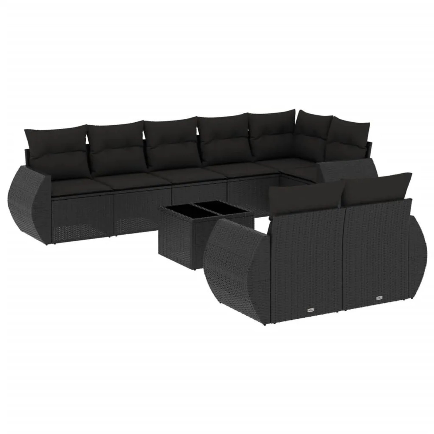 vidaXL 9-Tlg Garten-Sofagarnitur mit Kissen Schwarz Poly Rattan 3221624 günstig online kaufen