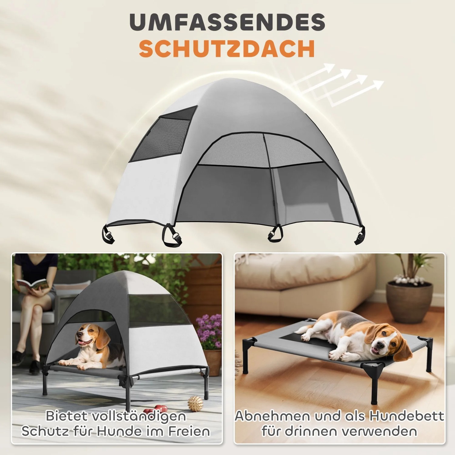 PawHut Erhöhtes Hundebett Polyester 76 x 61 x 71cm Hellgrau_3