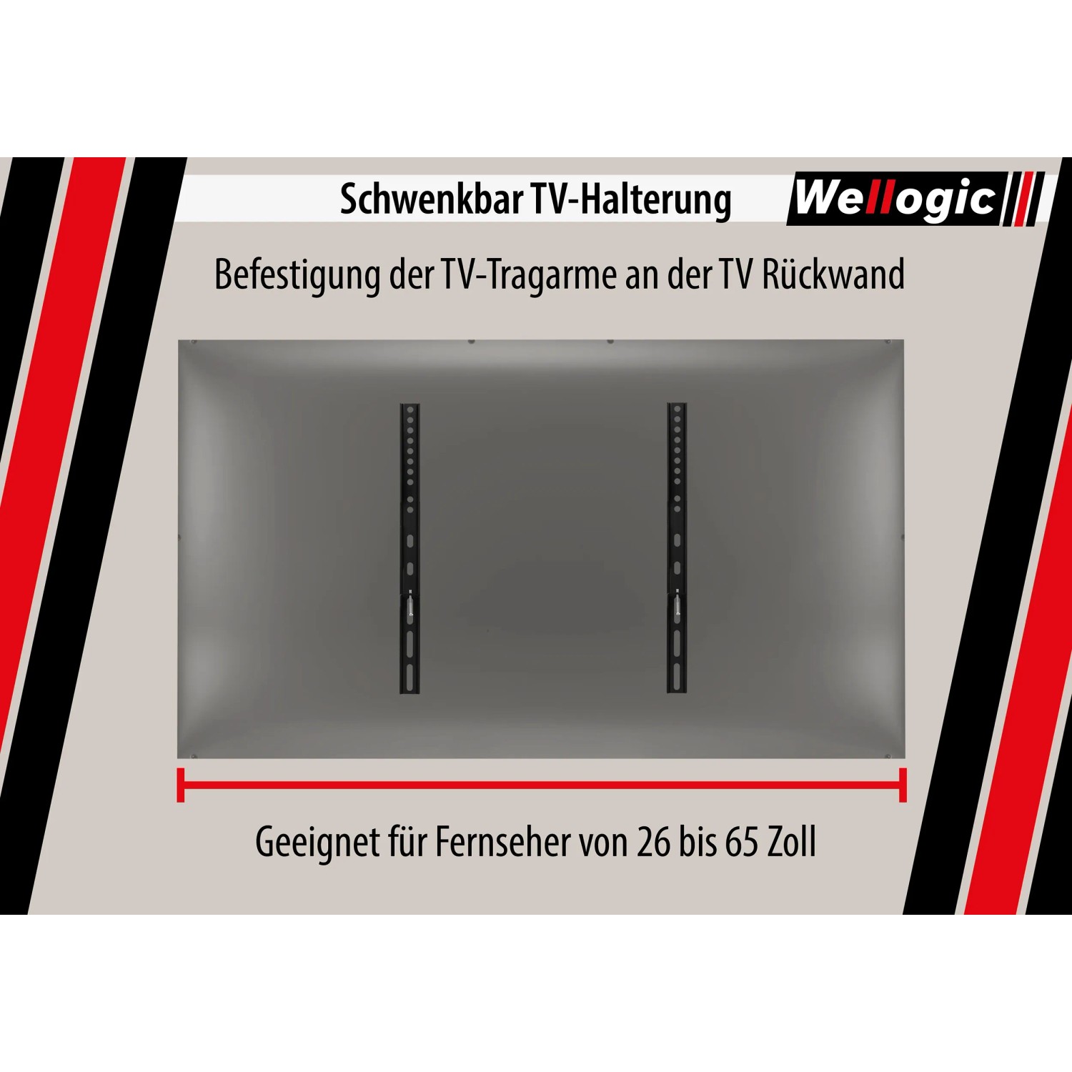 Wellogic TV Wandhalterung Schwenkbar 26 Bis 65 Zoll_5
