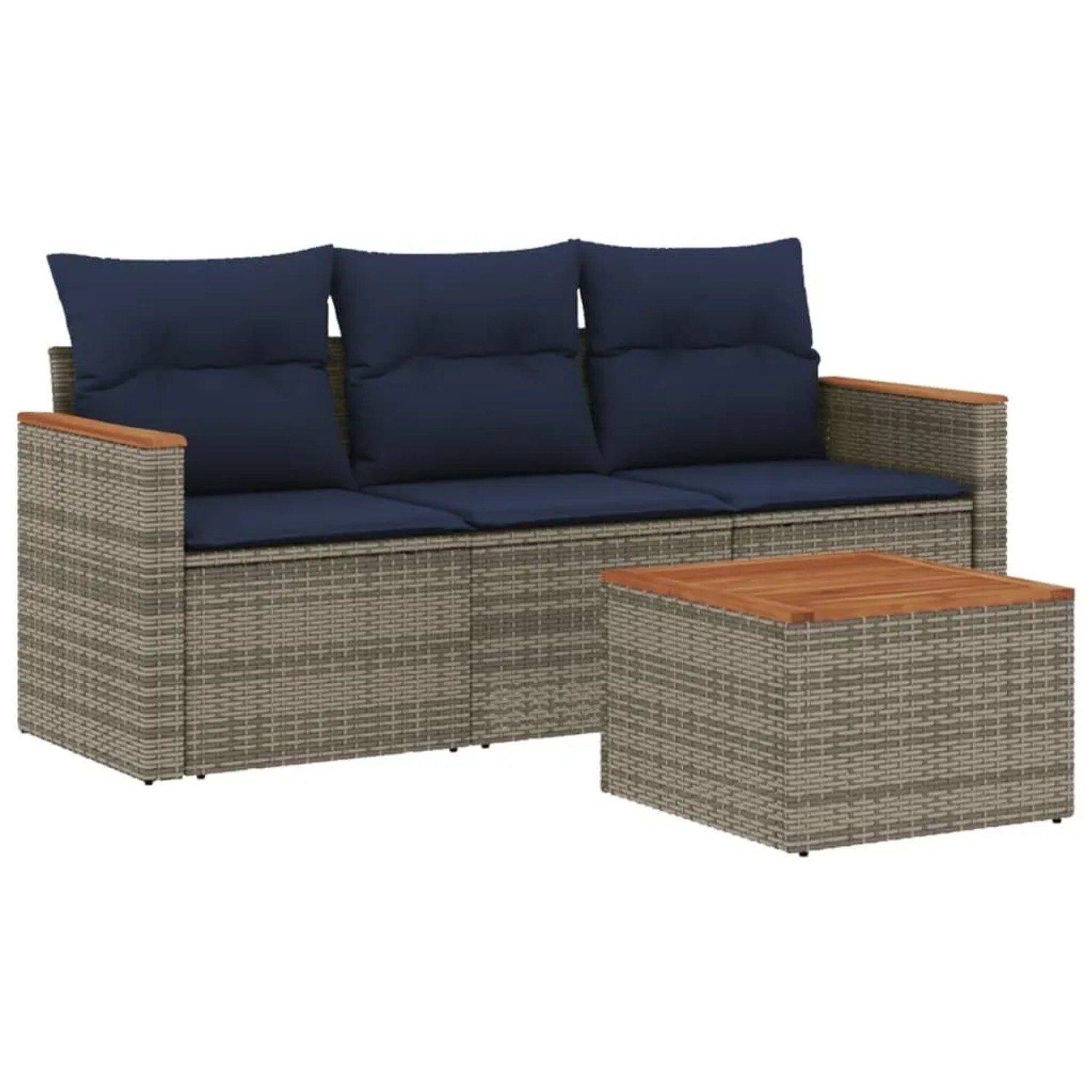 vidaXL 4-Tlg Gartensofa-Set mit Kissen Grau Polyrattan 3225767 günstig online kaufen