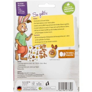 Brauns-Heitmann Eierfarben Set mit 5 Farben, Stickern und Hasen-Deko für bunte Ostereier.
