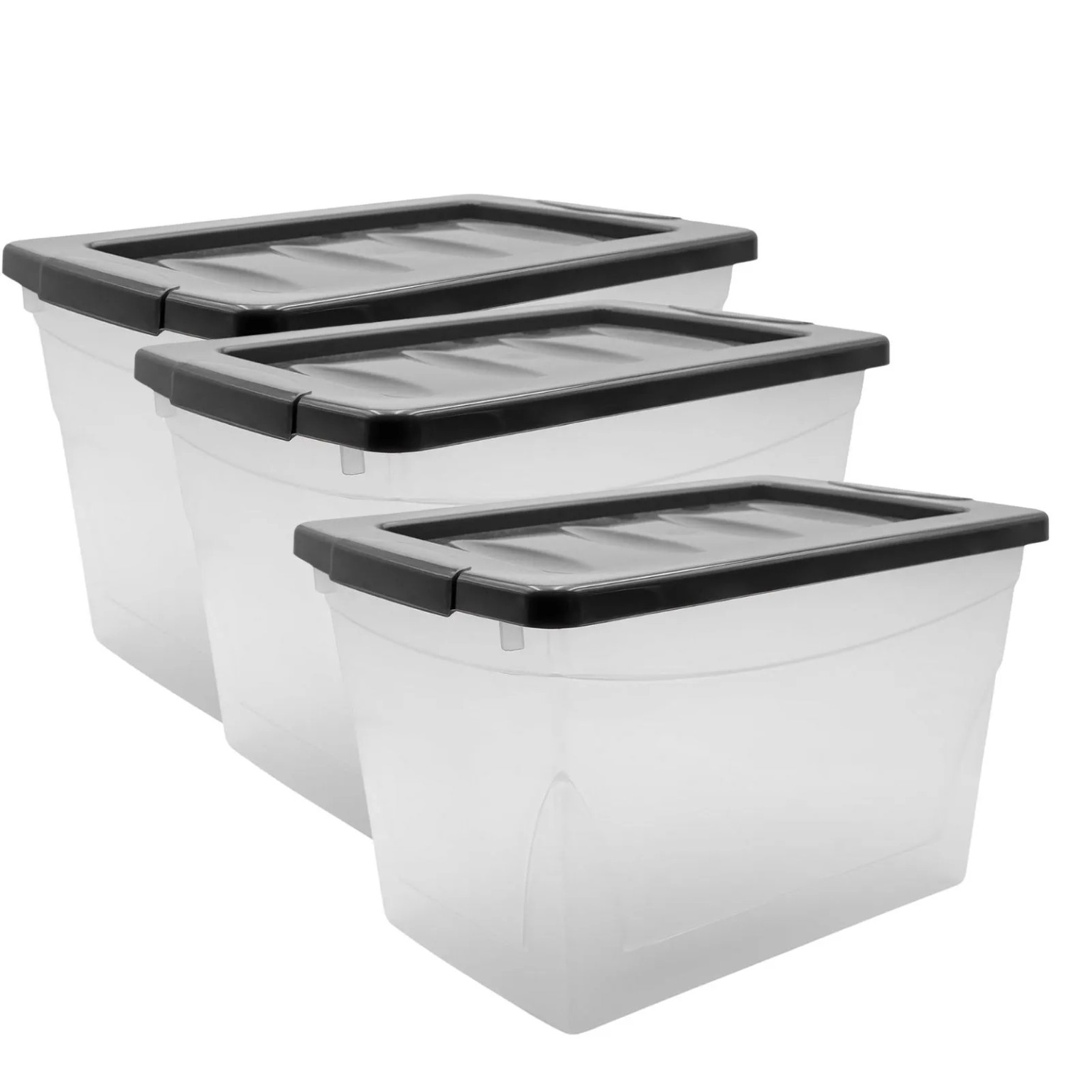BigDean 3x 30 L Aufbewahrungsbox mit Deckel Budget Line Plastikbox