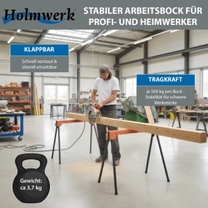 Holmwerk Arbeitsbock Klappbock (2er-Set) mit 1000 kg Traglast im Einsatz.