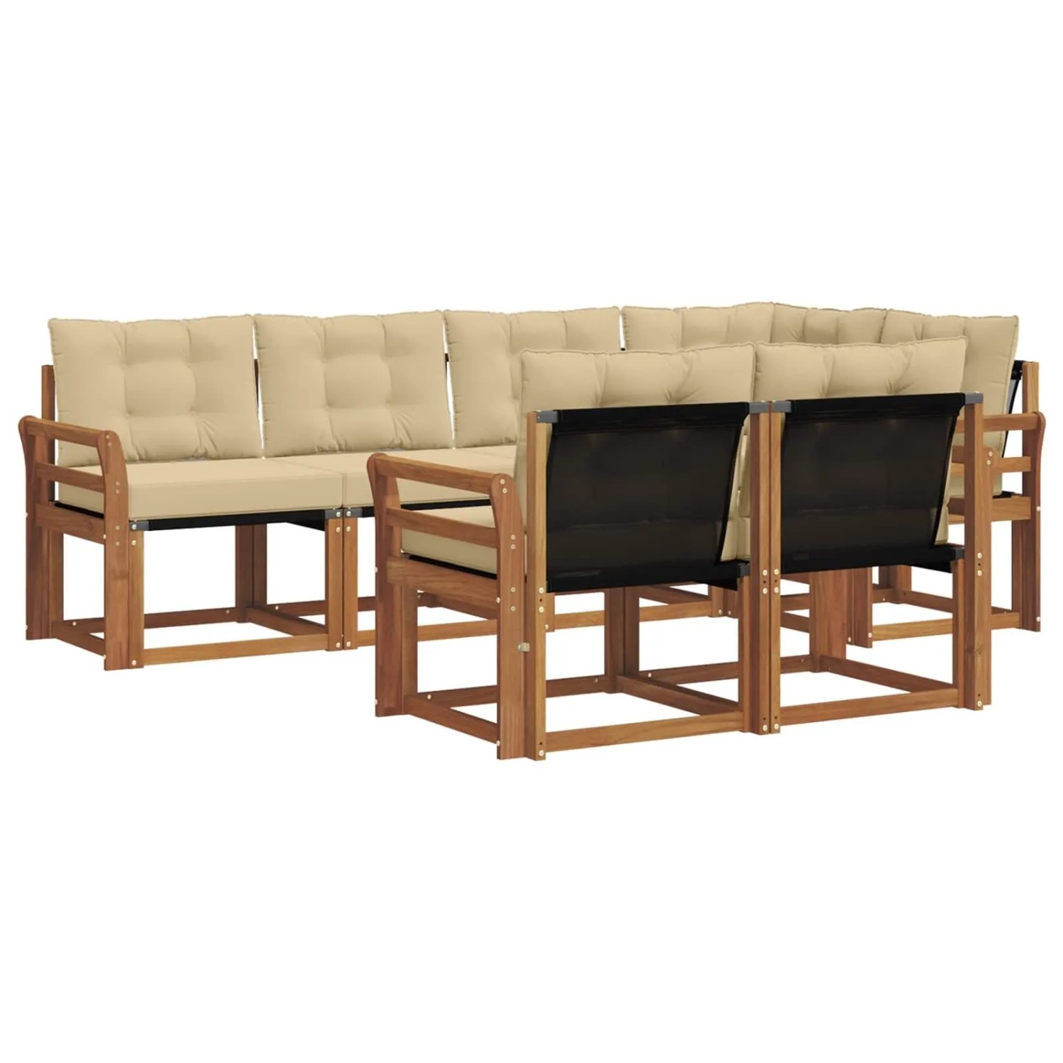 vidaXL Outdoor-Sofagarnitur mit Kissen 7-Tlg Natur und Beige 3368764