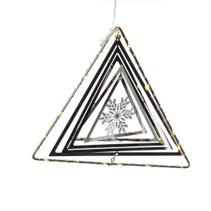 Marelida LED Dreeick Mit Schneeflocke 3D Dekohänger Weihnachten Fensterdeko Timer Silber