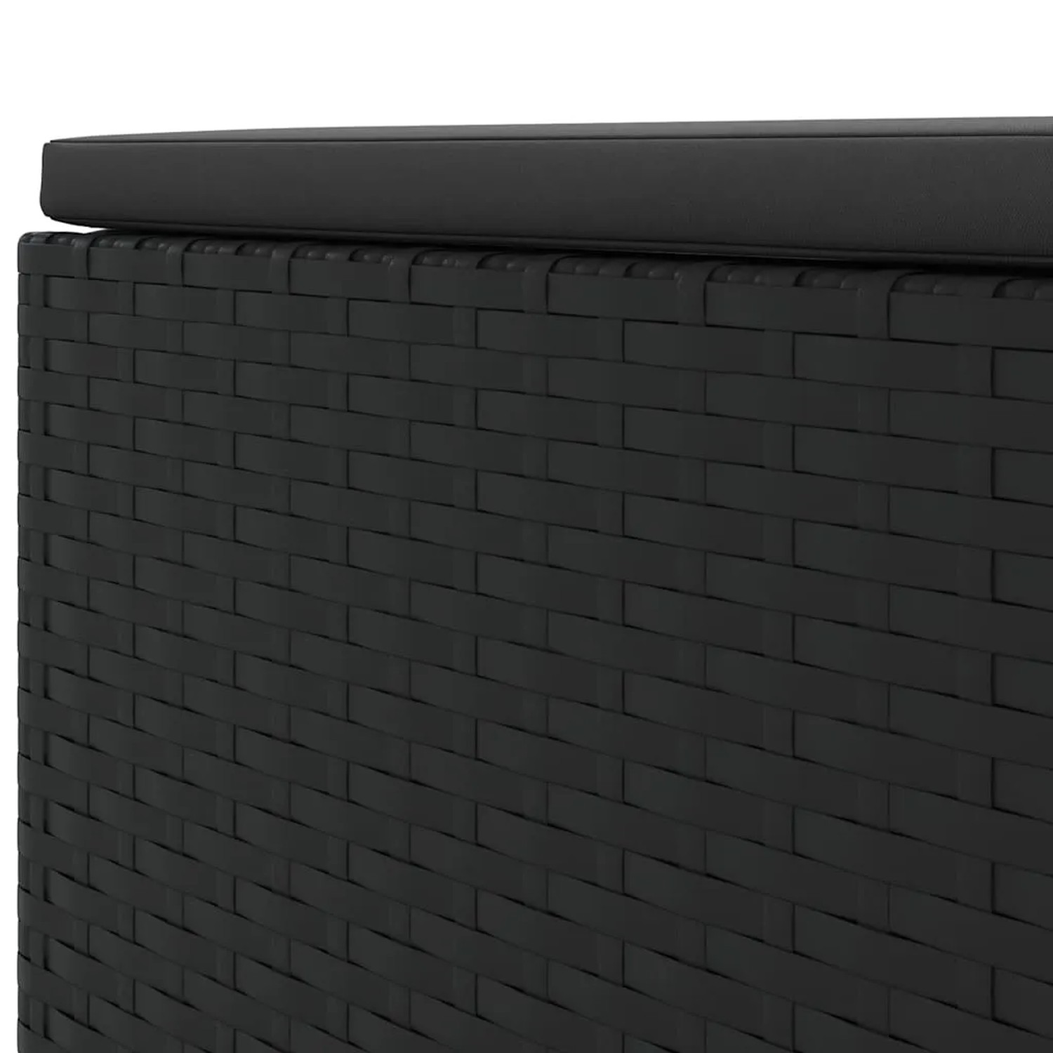 Detailansicht: Schwarzes vidaXL Garten Lounge Set aus Poly Rattan mit Kissen.