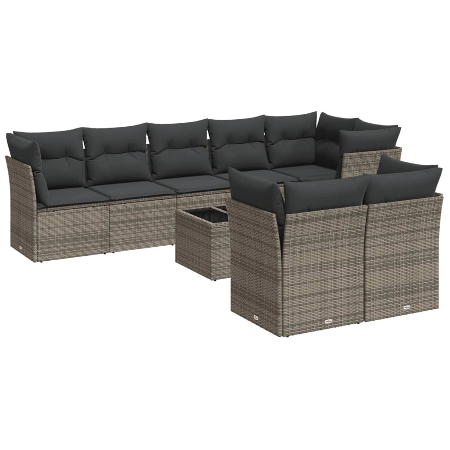 vidaXL 9-Tlg Garten-Sofagarnitur mit Kissen Grau Poly Rattan 3217920 günstig online kaufen
