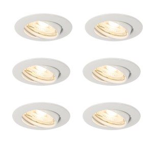 QAZQA Set mit 6 Einbaustrahlern Weiß GU10 35mm Edu