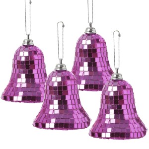 Marelida Christbaumschmuck Glocken Weihnachtsbaumschmuck Im Discokugel Look Pink 4St