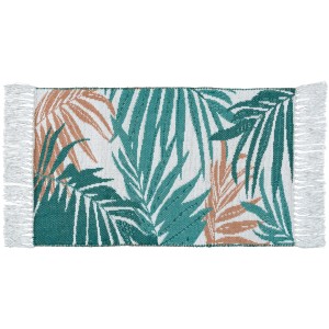 Wenko Badematte Suva mit Palmenmuster, aus recycelter Baumwolle, 50x80 cm.