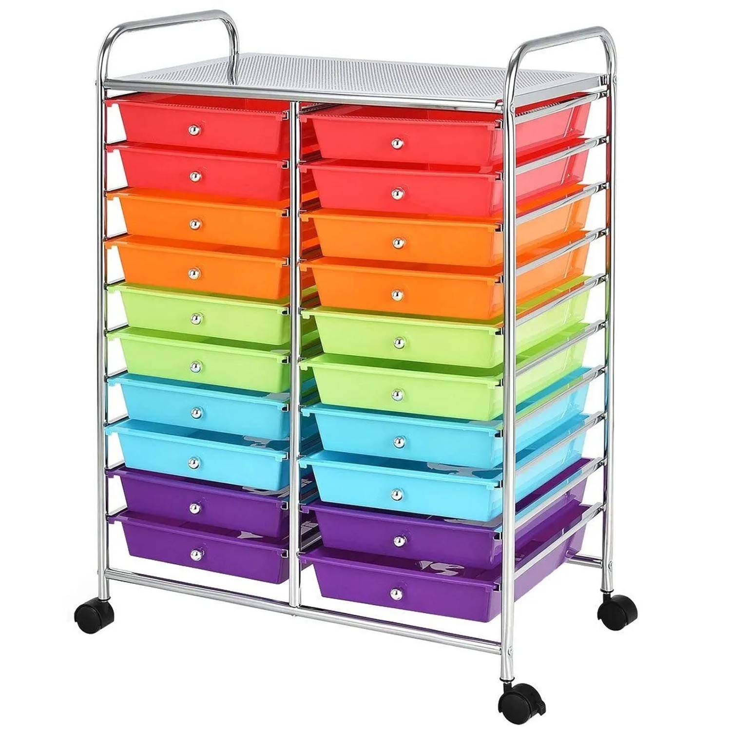 Costway Rollwagen mit 20 Stapelbaren Schubladen Badrollwagen Bunt günstig online kaufen