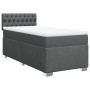Dunkelgraues Boxspringbett 80x200 cm mit Matratze und Kopfteil.