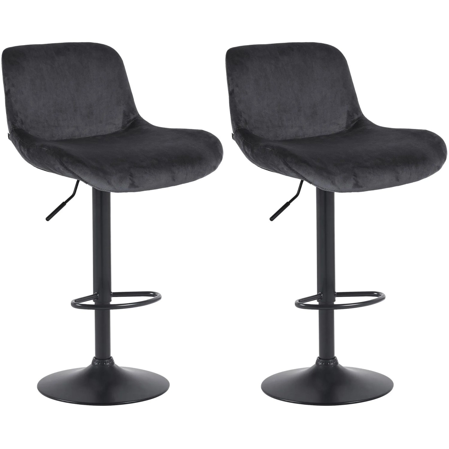 DELUKE 2er Set Barhocker PONOR Samt Schwarz 50x50x85cm Schwarz Barstuhl Höhenverstellbar Mit Lehne Drehbar Tresenhocker Tresenstuhl