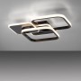 Moderne, schwarze LED-Deckenleuchte Sevent von Just Light mit quadratischen Elementen.