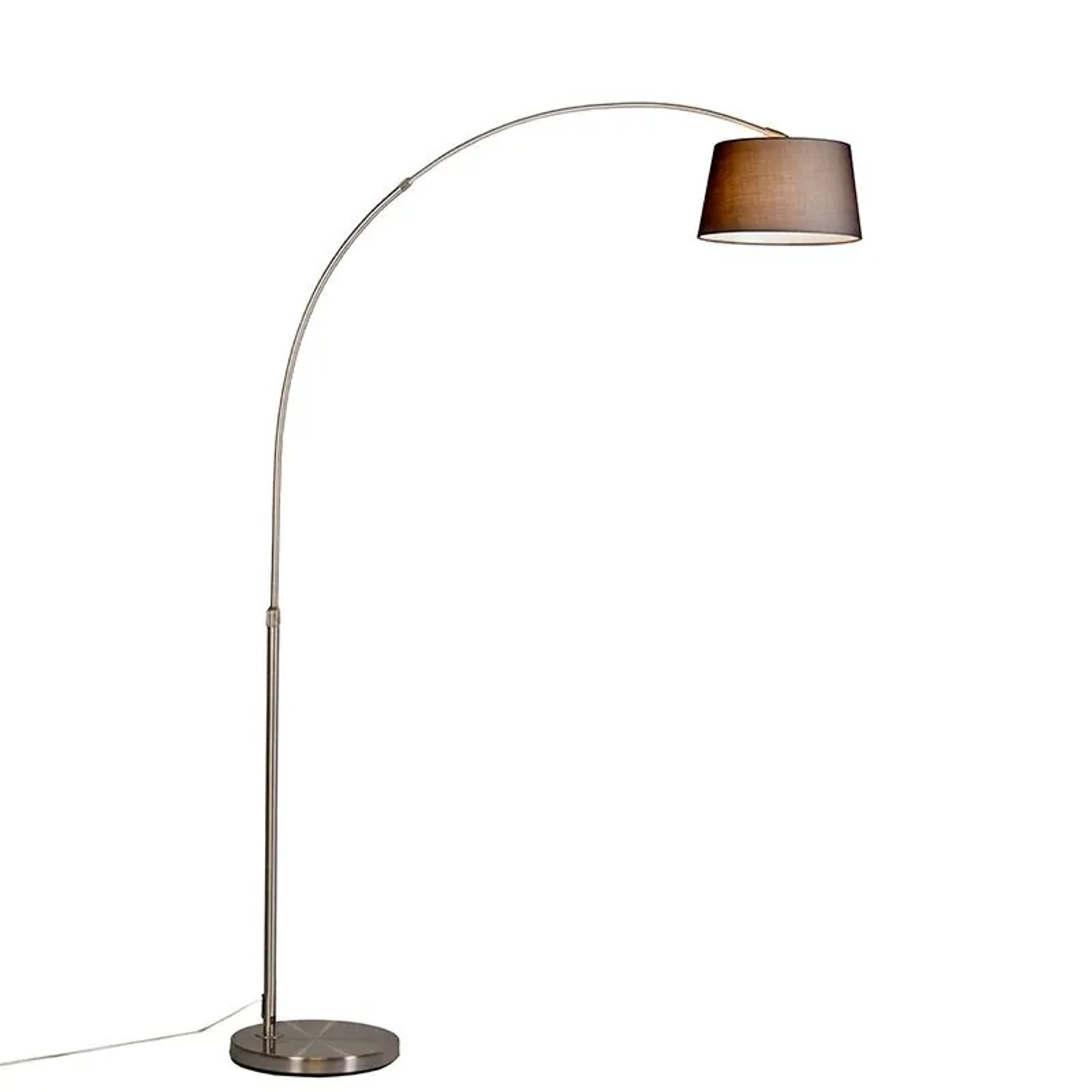QAZQA Moderne Bogenlampe aus Stahl mit Schwarzem Stoffschirm Arc Basic