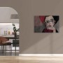 Abstraktes Leinwandbild mit Frau in Grau und Rot, 120x80 cm, für Wohnzimmer und Küche.