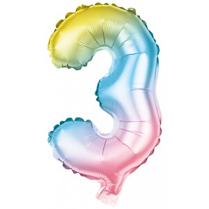 Party Factory Folienballon Zahl 3, Multicolor, 100cm hoch. Ideal für Geburtstage und Partys.