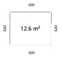 Grundriss Palmako Holz-Gartenhaus Pultdach, 420x320 cm, Fläche 12,6 m².