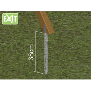 EXIT Ankerset (4 Stück) für Spielgeräte, Detailaufnahme eines montierten Erdankers am Spielturm.