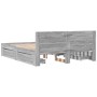 Bettgestell Grau Sonoma (160x200 cm) mit Schubladen und Kopfteil.