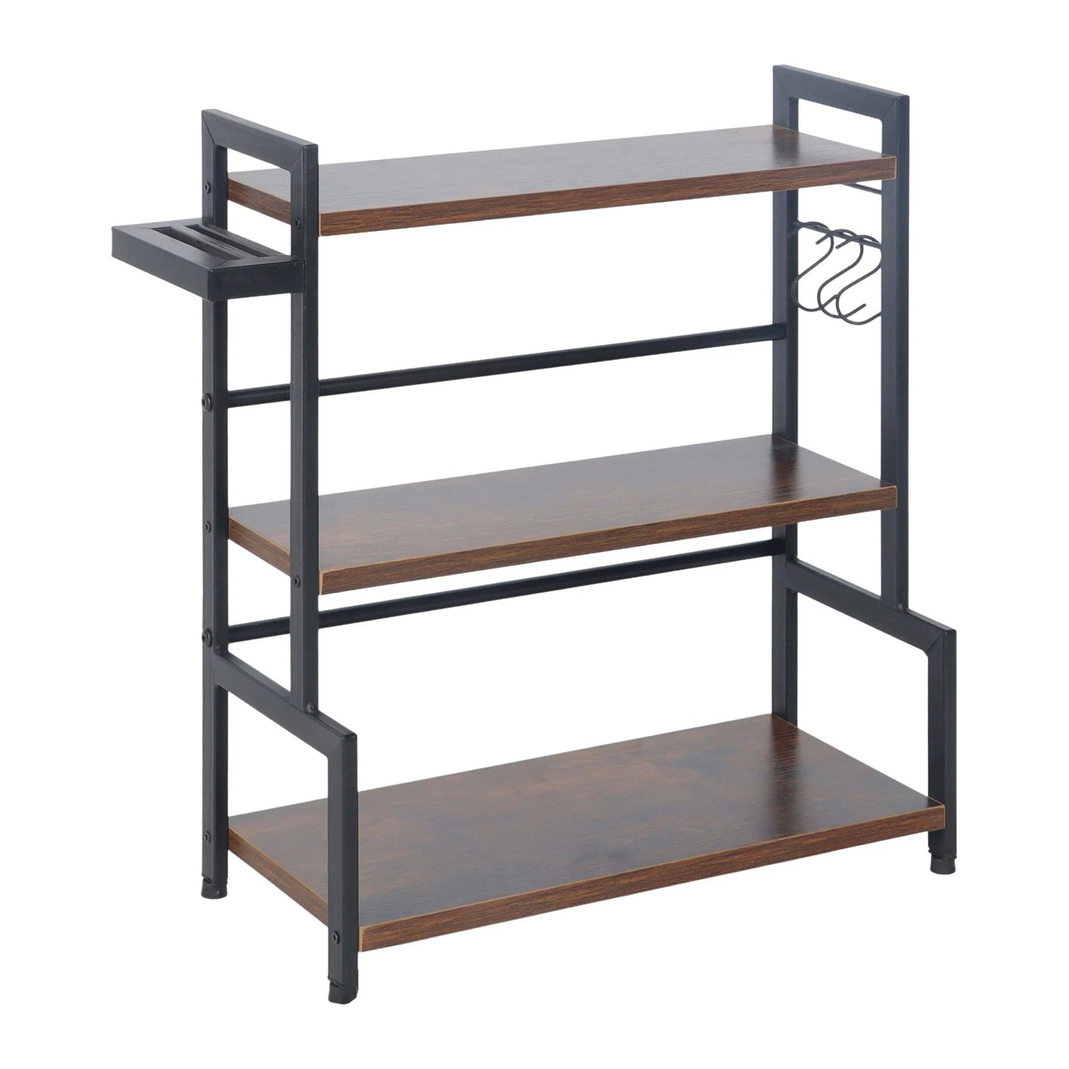Relaxdays Küchenregal MDF Eisen Dunkelbraun Schwarz Stehend mit 3 Ebenen 51 cm x 43 cm x 20 cm