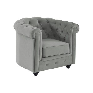 Vente-unique Sessel Mit Gerader Rückenlehne Chesterfield Hellgrau 82 cm