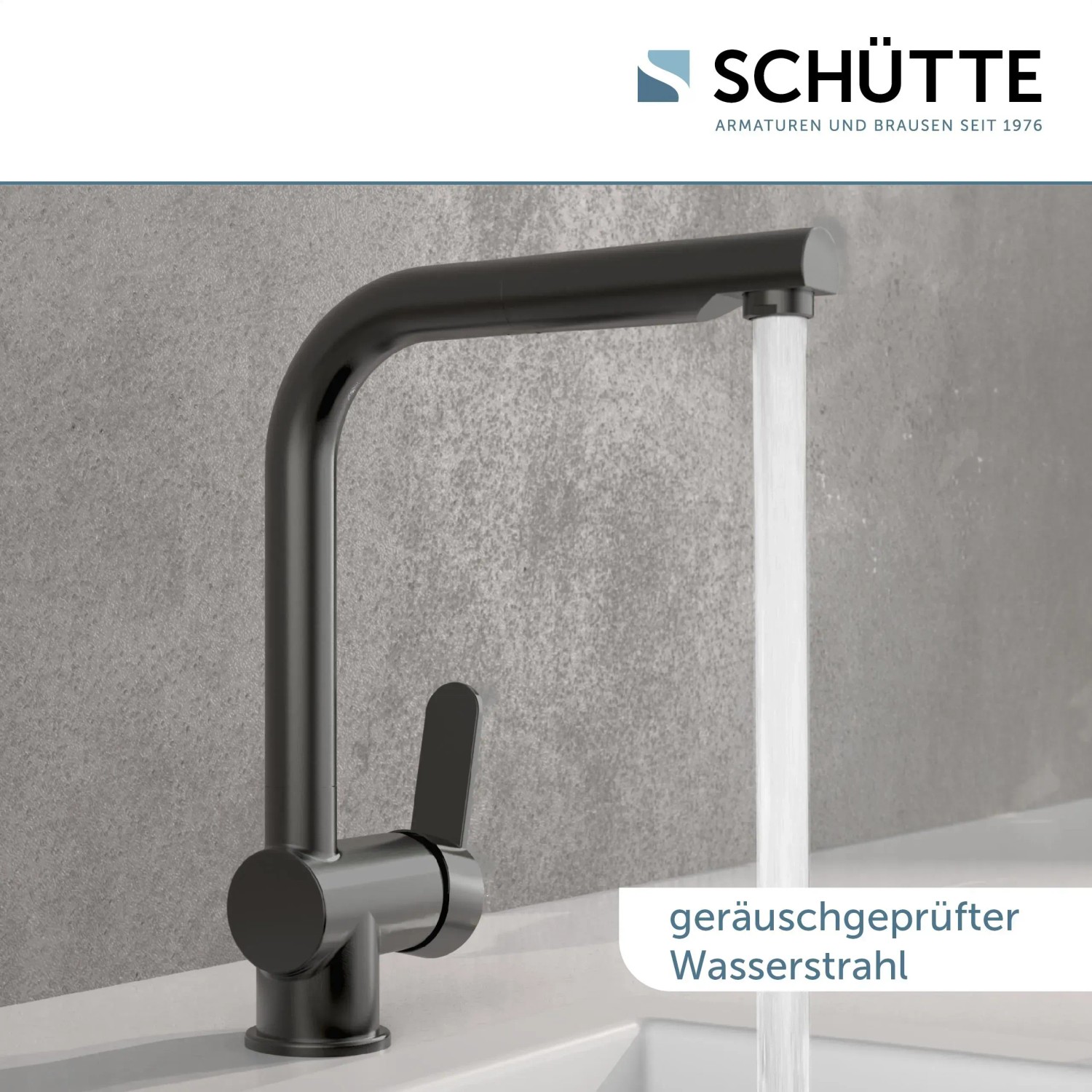 Schütte Spültischarmatur London Graphit Matt mit Wasserstrahl und herausziehbarem Auslauf.