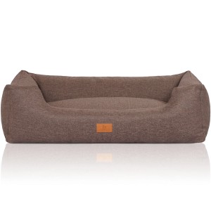 Knuffelwuff Hundebett Lotte XL in Graubraun aus Velours, bequemes Hundekörbchen.