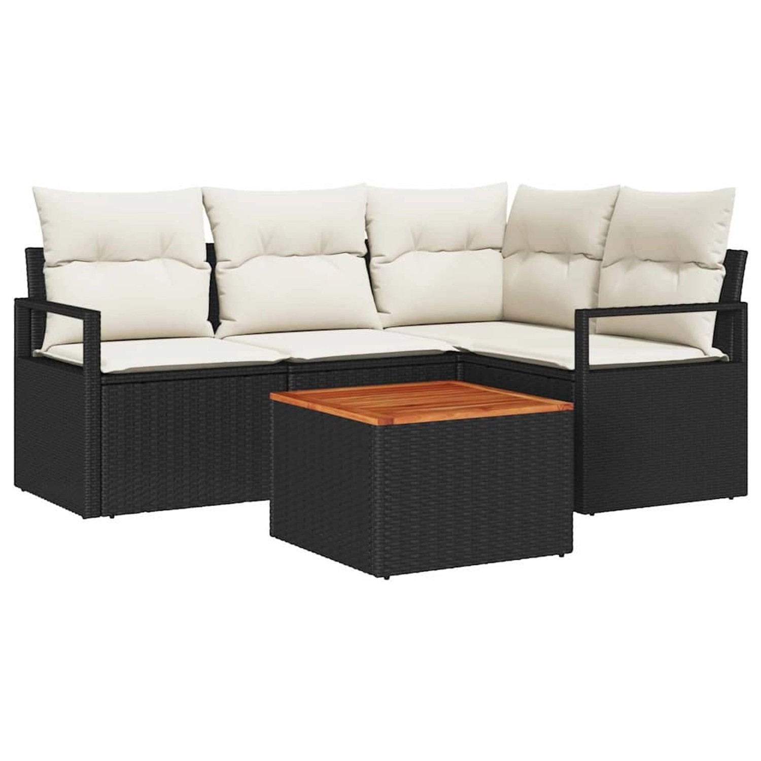 vidaXL Garten-Sofa-Set mit Kissen 5-Tlg Schwarz Poly Rattan 3347698 günstig online kaufen