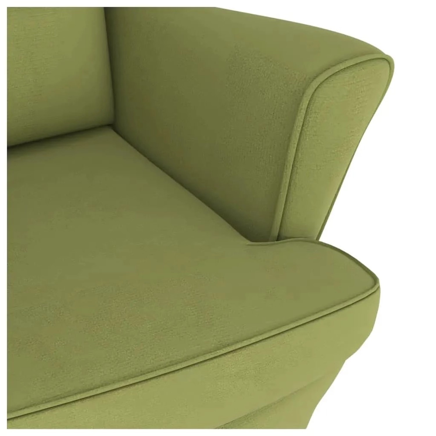 Detailansicht: Hellgrüner Samt Schaukelsessel mit Armlehne und Sitzfläche.