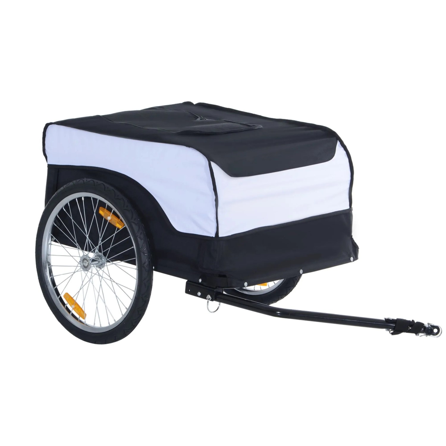 HOMCOM Fahrradlastenanhänger Transportanhänger Lastenanhänger CargoTrailer (Rot-Schwarz), Weiß+Schwarz 140 x 77 x 65 cm
