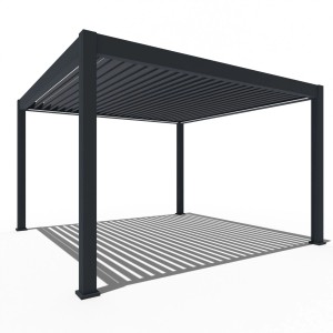 Elektrische Aluminium Pergola Deluxe Plus 4x4m mit LED Beleuchtung in Anthrazit.