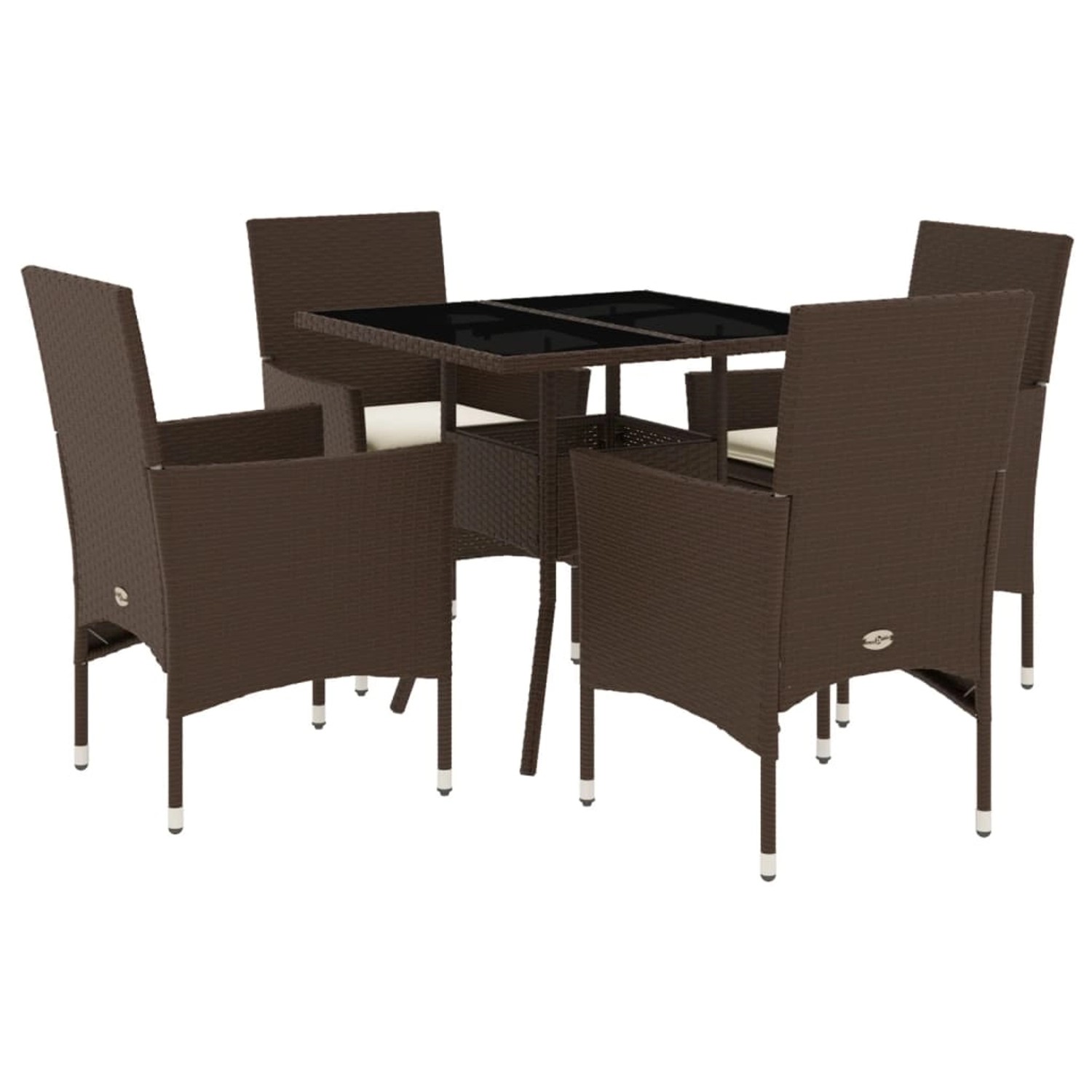 vidaXL 5-Tlg Garten-Essgruppe mit Kissen Braun Poly Rattan Glas 3278604 günstig online kaufen