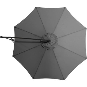 Anthrazitfarbener Ampelschirm Alvarado, Ø 300 cm, mit Kurbelmechanismus von oben.